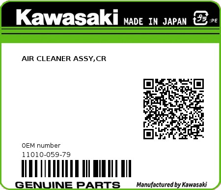 Product image: Kawasaki - 11010-059-79 - AIR CLEANER ASSY,CR 