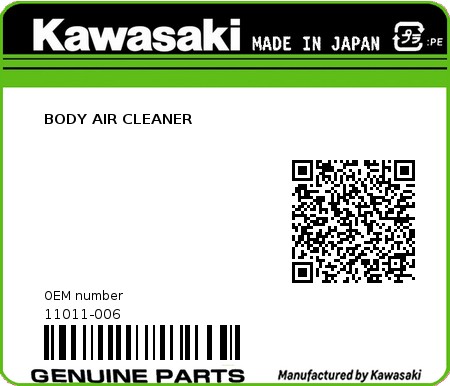 Product image: Kawasaki - 11011-006 - BODY AIR CLEANER  0