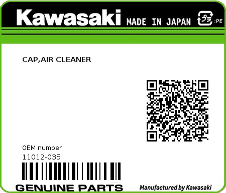 Product image: Kawasaki - 11012-035 - CAP,AIR CLEANER  0