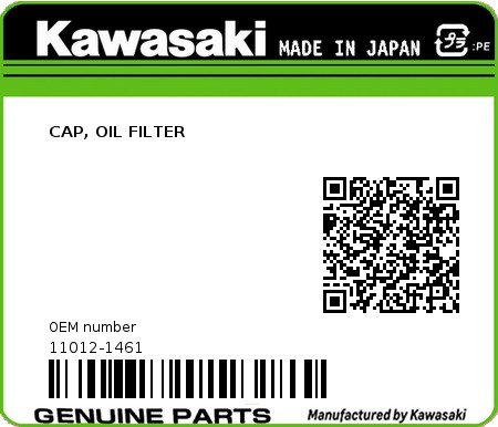 Product image: Kawasaki - 11012-1461 - CAP, OIL FILTER 