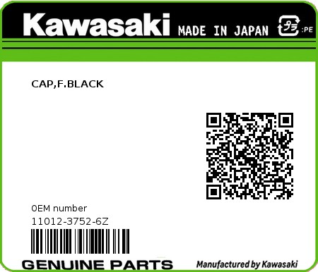 Product image: Kawasaki - 11012-3752-6Z - CAP,F.BLACK  0