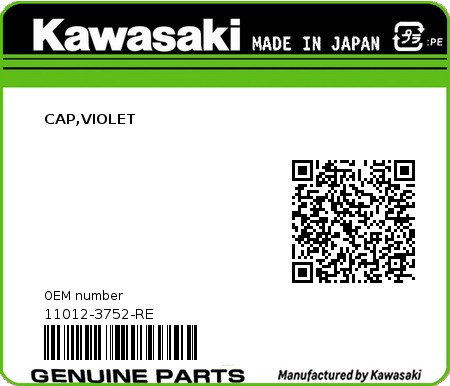 Product image: Kawasaki - 11012-3752-RE - CAP,VIOLET  0