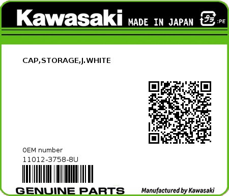 Product image: Kawasaki - 11012-3758-8U - CAP,STORAGE,J.WHITE  0