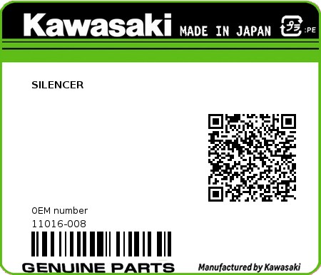 Product image: Kawasaki - 11016-008 - SILENCER  0