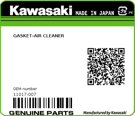 Product image: Kawasaki - 11017-007 - GASKET-AIR CLEANER 