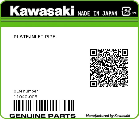 Product image: Kawasaki - 11040-005 - PLATE,INLET PIPE 