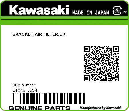 Product image: Kawasaki - 11043-1554 - BRACKET,AIR FILTER,UP  0
