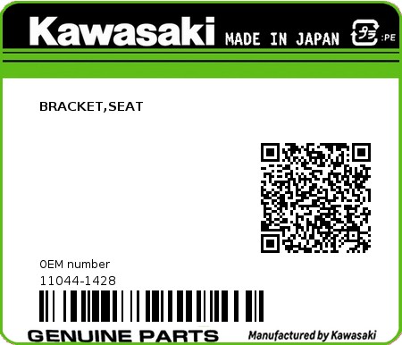 Product image: Kawasaki - 11044-1428 - BRACKET,SEAT 