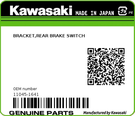 Product image: Kawasaki - 11045-1641 - BRACKET,REAR BRAKE SWITCH 