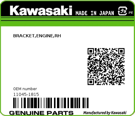 Product image: Kawasaki - 11045-1815 - BRACKET,ENGINE,RH 