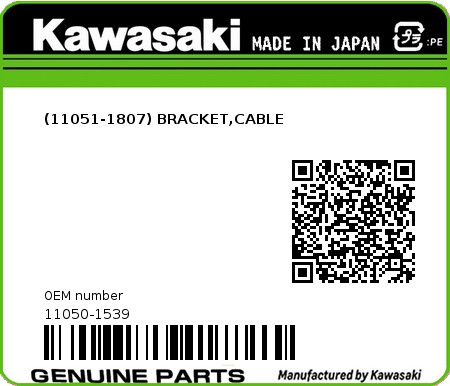 Product image: Kawasaki - 11050-1539 - (11051-1807) BRACKET,CABLE  0