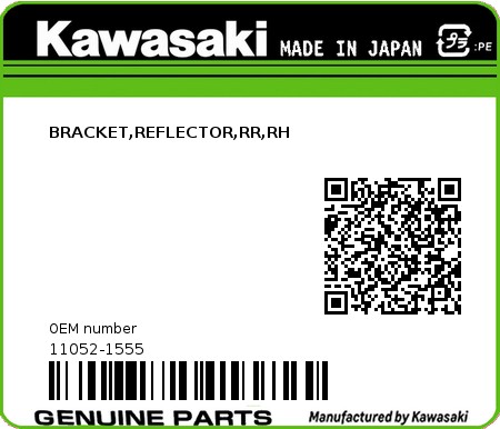 Product image: Kawasaki - 11052-1555 - BRACKET,REFLECTOR,RR,RH 