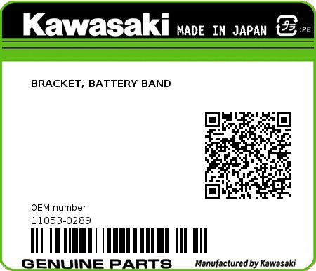 Product image: Kawasaki - 11053-0289 - BRACKET, BATTERY BAND 