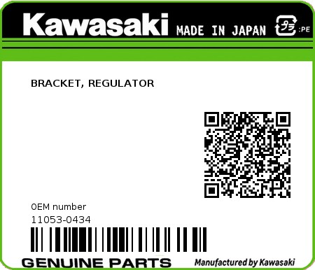 Product image: Kawasaki - 11053-0434 - BRACKET, REGULATOR 