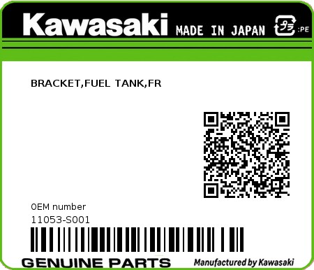 Product image: Kawasaki - 11053-S001 - BRACKET,FUEL TANK,FR 