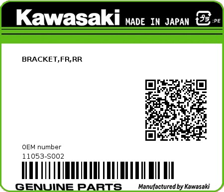 Product image: Kawasaki - 11053-S002 - BRACKET,FR,RR 