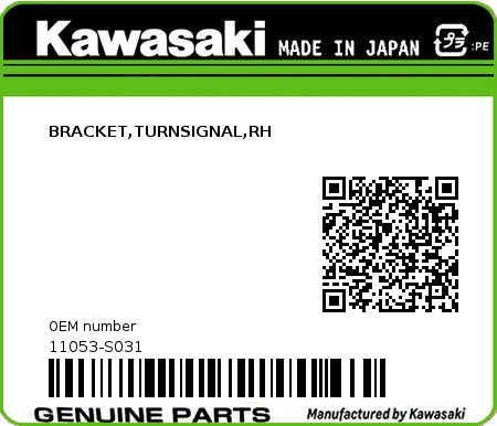 Product image: Kawasaki - 11053-S031 - BRACKET,TURNSIGNAL,RH 