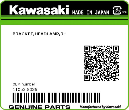 Product image: Kawasaki - 11053-S036 - BRACKET,HEADLAMP,RH 