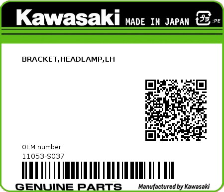 Product image: Kawasaki - 11053-S037 - BRACKET,HEADLAMP,LH  0