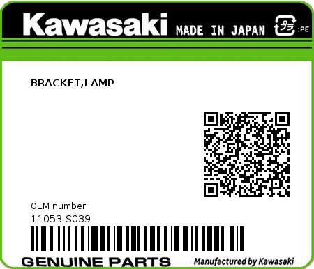 Product image: Kawasaki - 11053-S039 - BRACKET,LAMP 