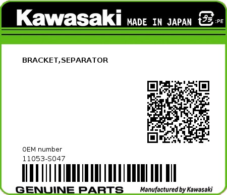 Product image: Kawasaki - 11053-S047 - BRACKET,SEPARATOR 