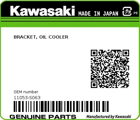 Product image: Kawasaki - 11053-S063 - BRACKET, OIL COOLER  0