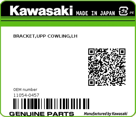 Product image: Kawasaki - 11054-0457 - BRACKET,UPP COWLING,LH 