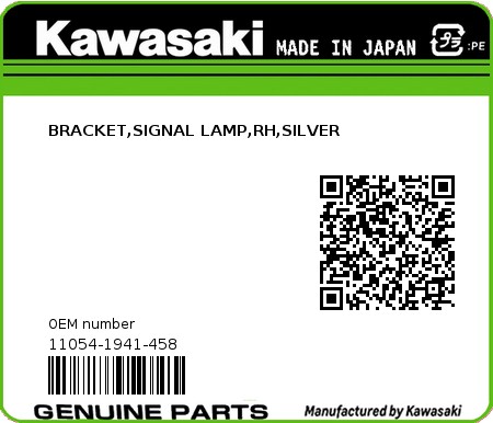 Product image: Kawasaki - 11054-1941-458 - BRACKET,SIGNAL LAMP,RH,SILVER  0