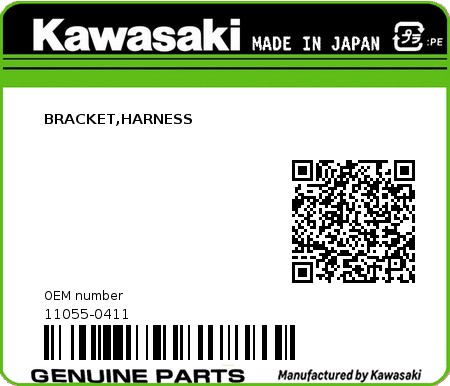 Product image: Kawasaki - 11055-0411 - BRACKET,HARNESS 