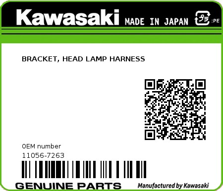 Product image: Kawasaki - 11056-7263 - BRACKET, HEAD LAMP HARNESS 