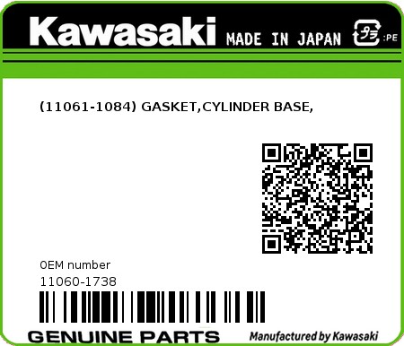 Product image: Kawasaki - 11060-1738 - (11061-1084) GASKET,CYLINDER BASE, 