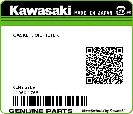 Product image: Kawasaki - 11060-1768 - GASKET, OIL FILTER 