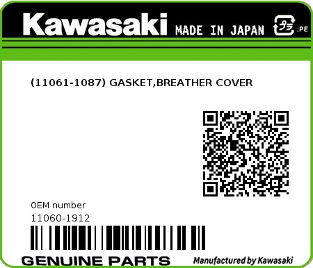 Product image: Kawasaki - 11060-1912 - (11061-1087) GASKET,BREATHER COVER 