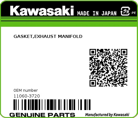 Product image: Kawasaki - 11060-3720 - GASKET,EXHAUST MANIFOLD  0