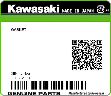 Product image: Kawasaki - 11061-S091 - GASKET  0