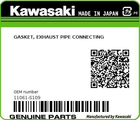 Product image: Kawasaki - 11061-S109 - GASKET, EXHAUST PIPE CONNECTING  0