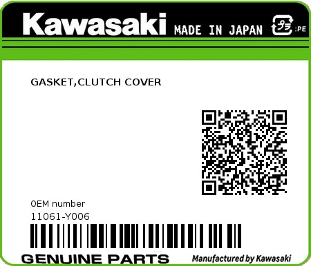 Product image: Kawasaki - 11061-Y006 - GASKET,CLUTCH COVER  0