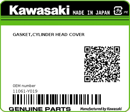 Product image: Kawasaki - 11061-Y019 - GASKET,CYLINDER HEAD COVER 