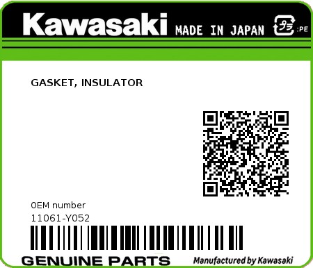 Product image: Kawasaki - 11061-Y052 - GASKET, INSULATOR 