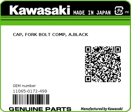 Product image: Kawasaki - 11065-0172-499 - CAP, FORK BOLT COMP, A.BLACK  0