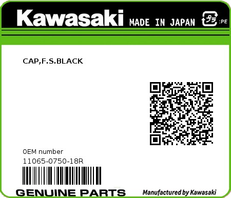 Product image: Kawasaki - 11065-0750-18R - CAP,F.S.BLACK  0