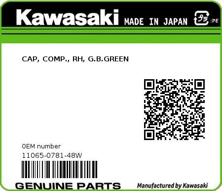 Product image: Kawasaki - 11065-0781-48W - CAP, COMP., RH, G.B.GREEN 