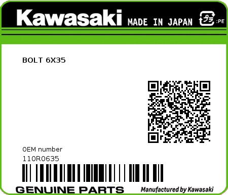 Product image: Kawasaki - 110R0635 - BOLT 6X35  0