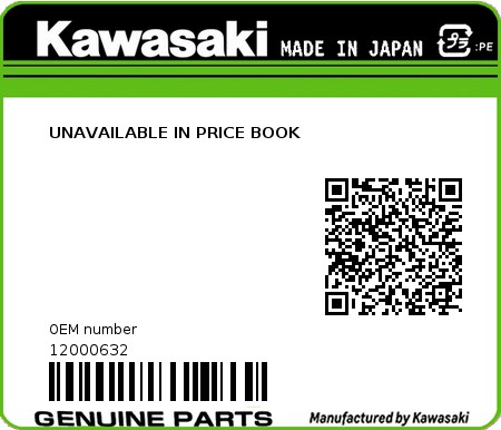 Product image: Kawasaki - 12000632 - UNAVAILABLE IN PRICE BOOK 