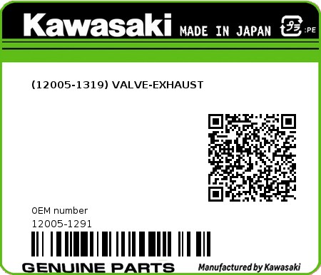 Product image: Kawasaki - 12005-1291 - (12005-1319) VALVE-EXHAUST  0