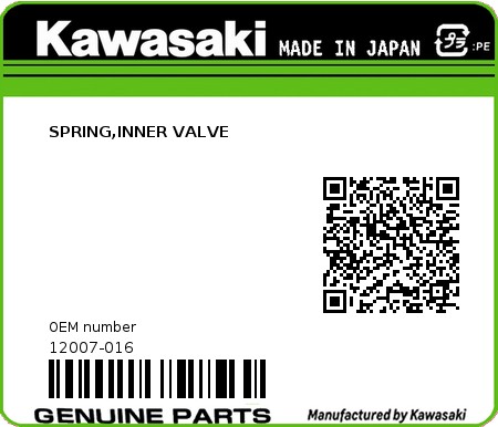 Product image: Kawasaki - 12007-016 - SPRING,INNER VALVE 