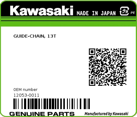 Product image: Kawasaki - 12053-0011 - GUIDE-CHAIN, 13T 