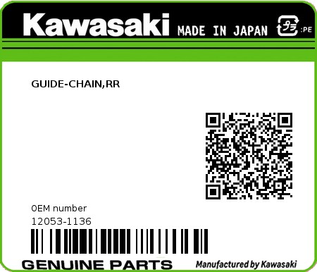 Product image: Kawasaki - 12053-1136 - GUIDE-CHAIN,RR 