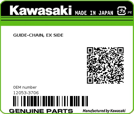 Product image: Kawasaki - 12053-3706 - GUIDE-CHAIN, EX SIDE 