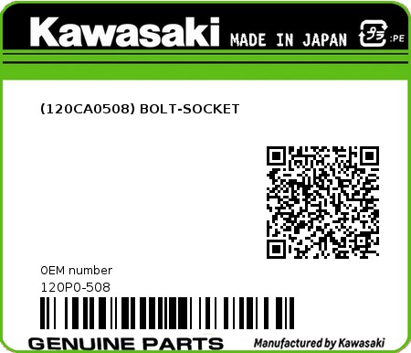 Product image: Kawasaki - 120P0-508 - (120CA0508) BOLT-SOCKET  0